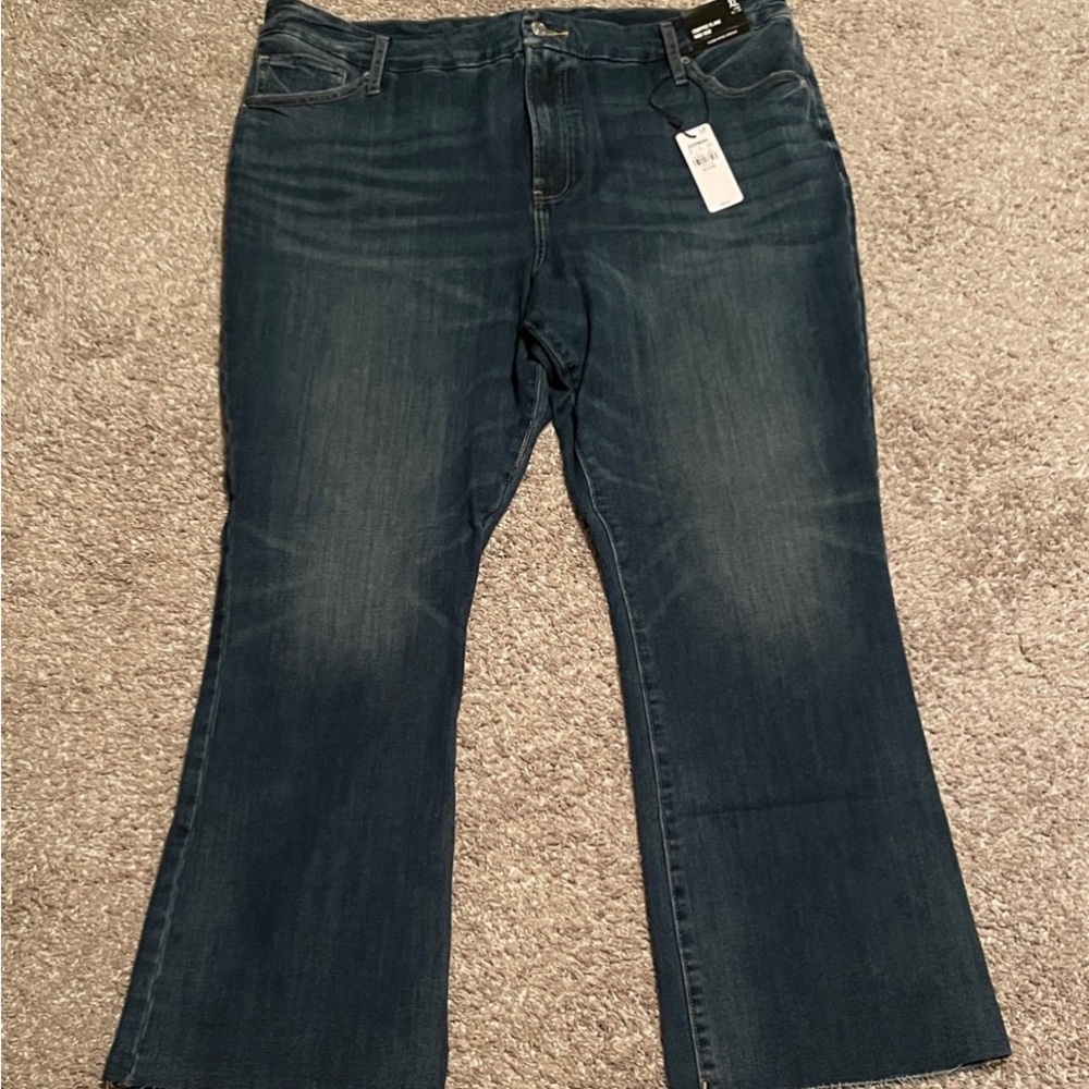 Express Denim Cropped Flare High Rise Jeans, XL Long